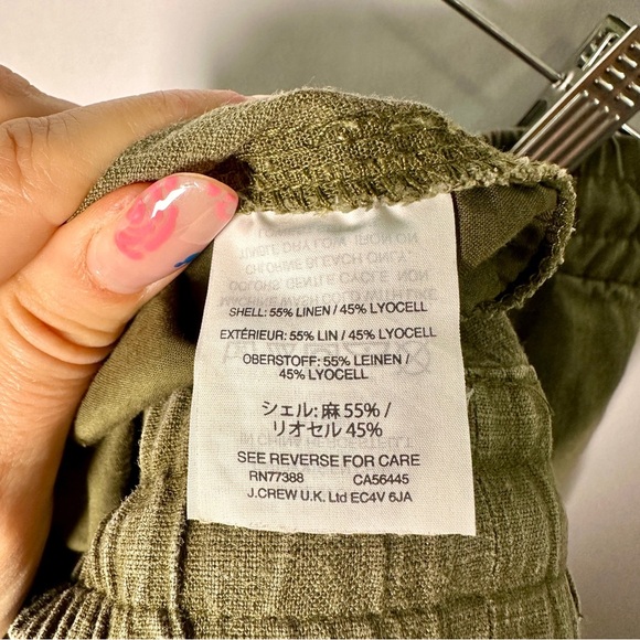 🌿 J.Crew Point Sur Linen-Lyocell Jogger Pants (6) Olive Green, Elastic Waist - Picture 13 of 14